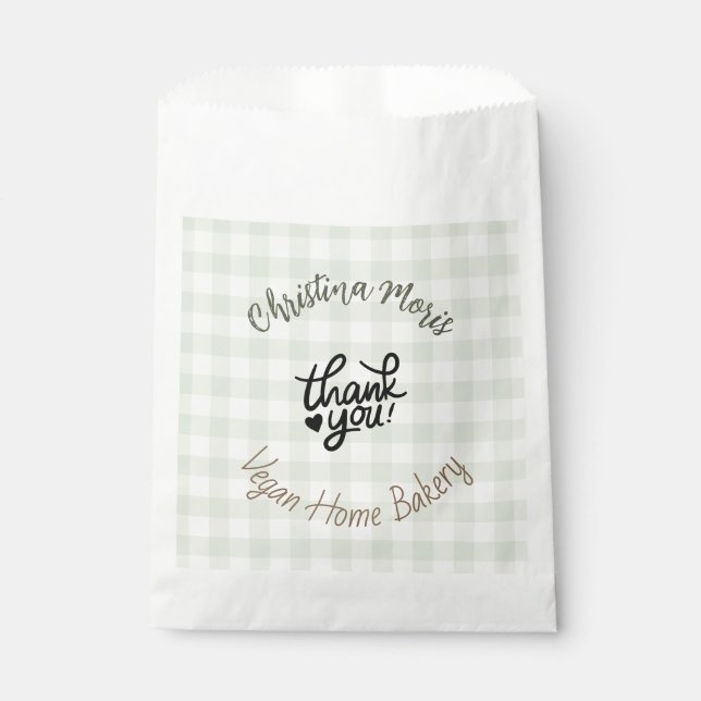 Small Vegan Home Bakery Thank You Pattern Favour Bag (Front)