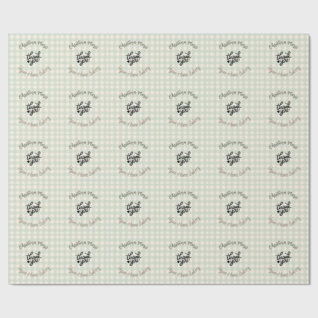Small Vegan Home Bakery Thank You Pattern Wrapping Paper (Flat)
