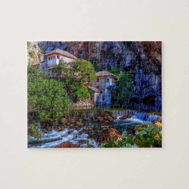 Small village Blagaj on Buna waterfall, Bosnia and Jigsaw Puzzle (Horizontal)
