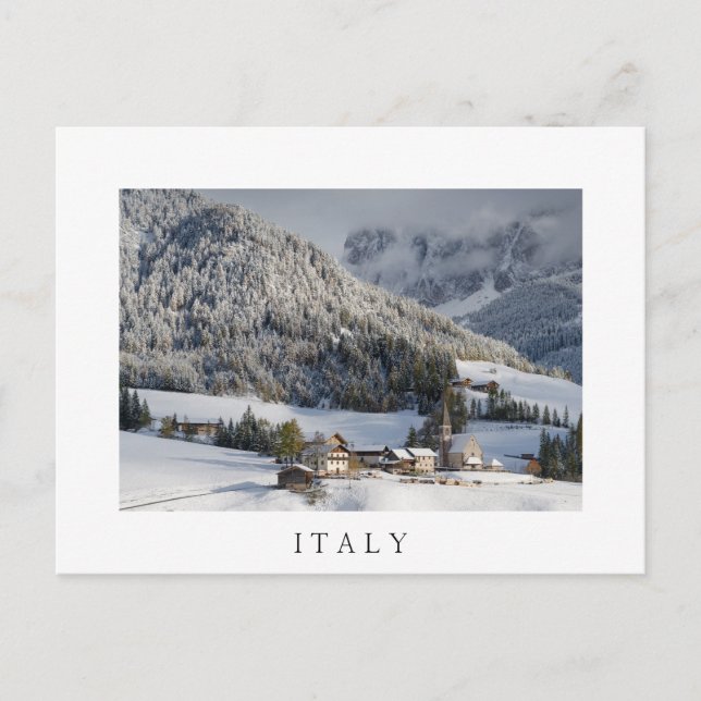Small village in the snow in 'Italy' postcard (Front)