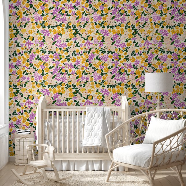 Small vintage flower pattern wallpaper (Kids)
