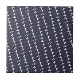 Small White Airplanes pattern allover blue Tile