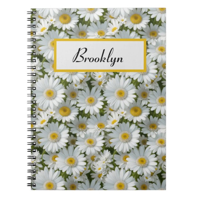 Small White Daisies Personalized Notebook (Front)
