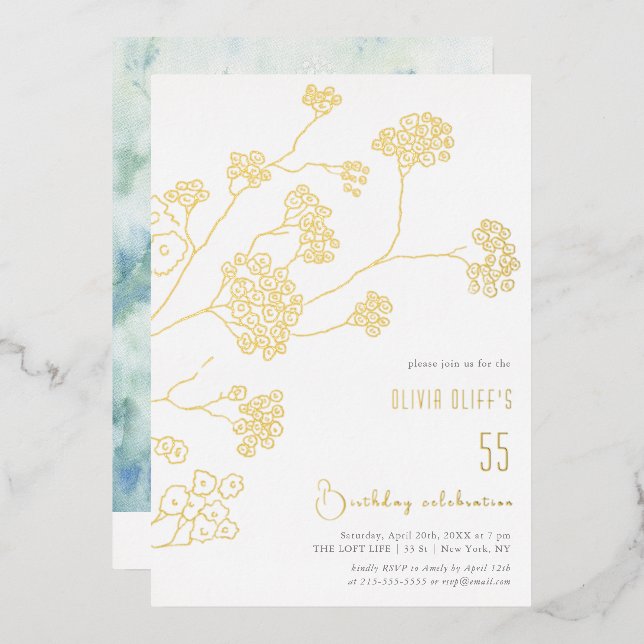 Small White Flowers Birthday Any Age (Front/Back)