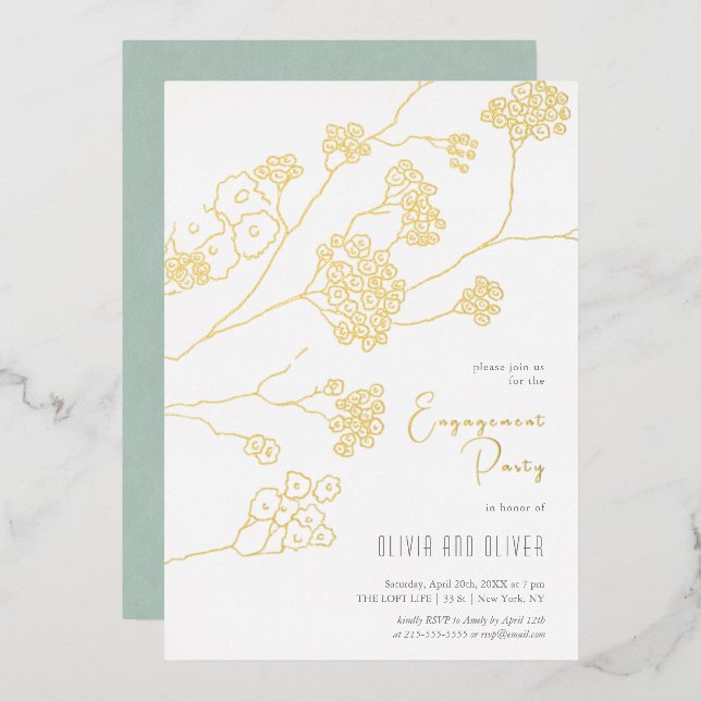 Small White Flowers Engagement Party (Front/Back)