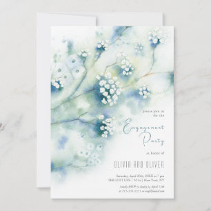 Small White Flowers Engagement Party Invitation