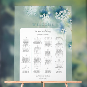 Small White Flowers Wedding Welcome Seating Chart