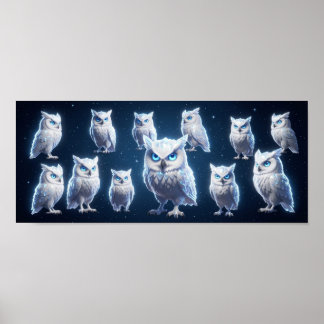 Small white owls ++ poster