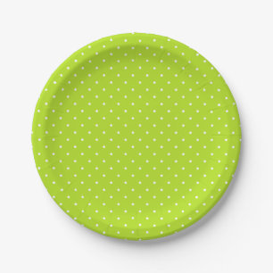 Small White Polka Dots on Lime Green Paper Plate
