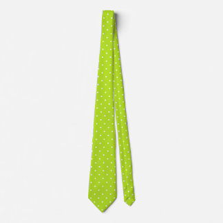 Small White Polka Dots on Neon Lime Green Neck Tie