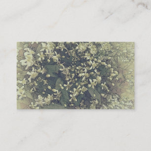 Small white vintage flowers of clematis business card