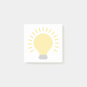 Small White Yellow Light Bulb Art 3x3 Sticky Mini Post-it Notes