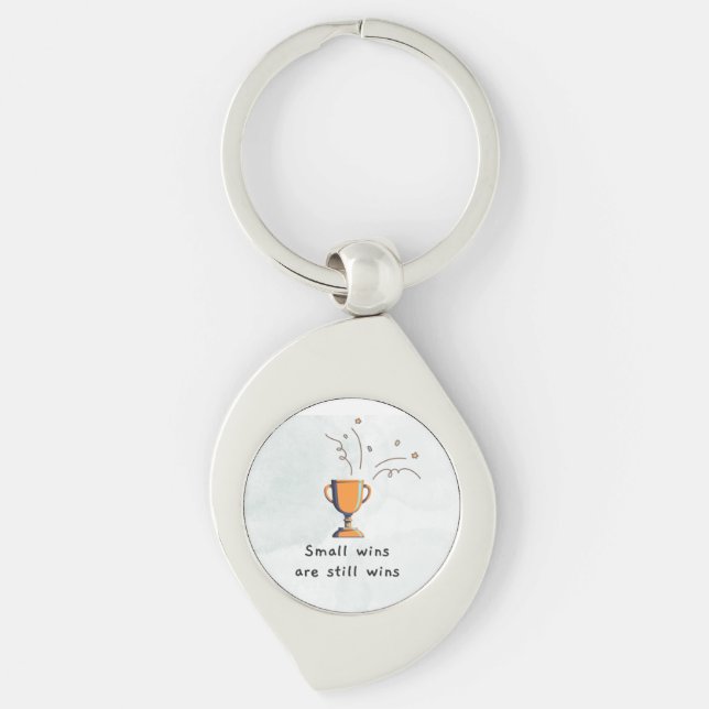"Small Wins Are Still Wins" Metal Keyring – Celebr (Front)