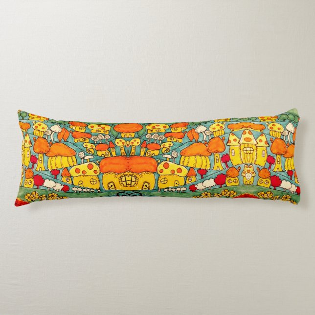 Small wonky houses village body pillow (Front)
