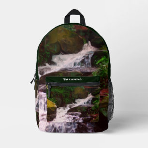 Small Woodland Waterfall Oil Painting Personalized Printed Backpack
