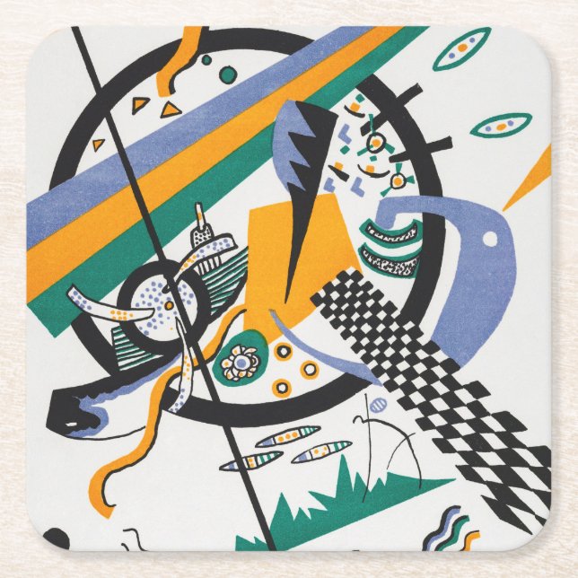 Small Worlds IV, Abstract, Wassily Kandinsky Square Paper Coaster (Front)