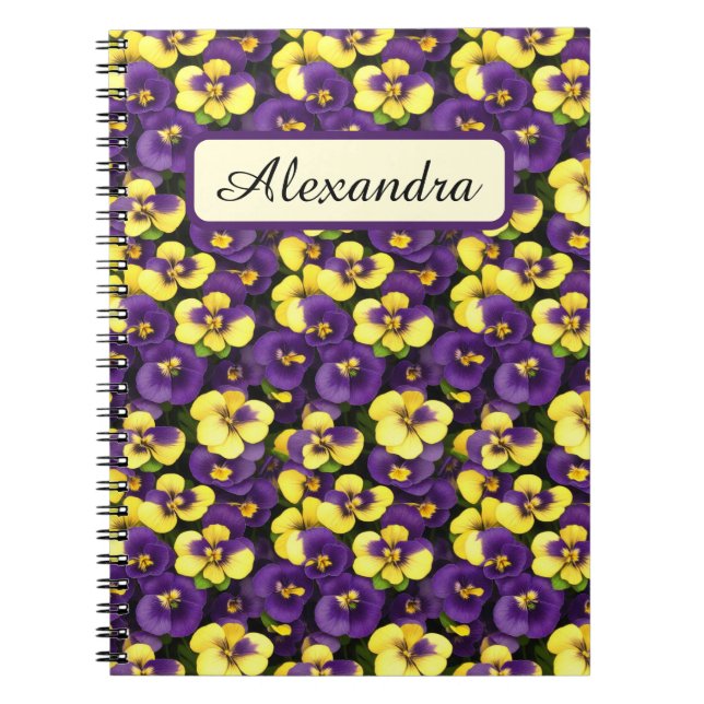 Small Yellow and Purple Pansies Notebook (Front)