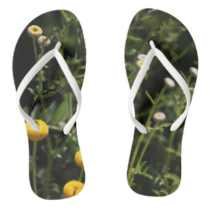 Small yellow and white flowers Flip Flops