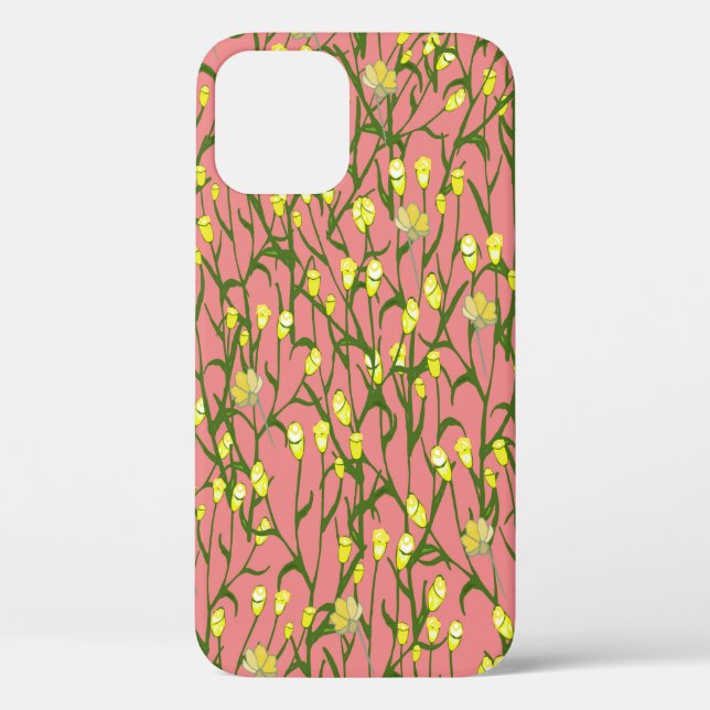 Small yellow flowers and branches on a pink backgr Case-Mate iPhone case (Back)