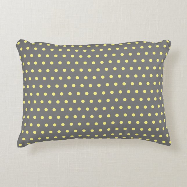 Small Yellow Polka Dots Grey Grey Custom Cute Accent Pillow (Front)