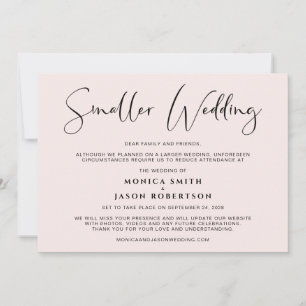 Smaller Downsized Wedding Elegant Chic Blush Pink Announcement