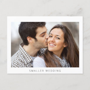 Smaller Downsized Wedding Photo Simple Modern Announcement Postcard