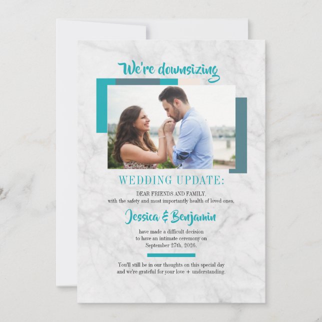 Smaller Guests Simple Wedding Photo Announcement (Front)