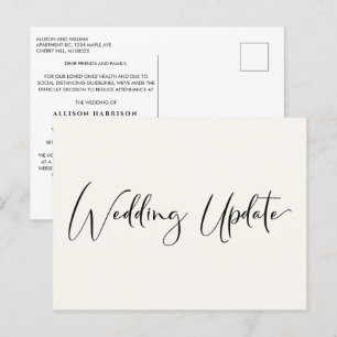 Smaller Reduced Wedding Update Elegant Cream Announcement Postcard