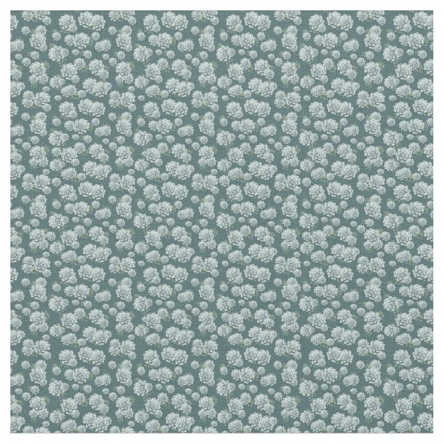 Smaller Repeat Pattern Succulents on Pine-Green Fabric (Close Up)