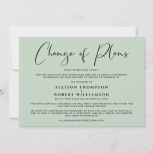Smaller Wedding Change of Plans Sage Green Announcement