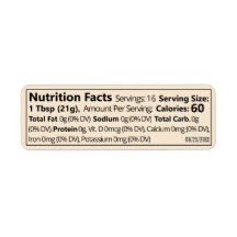 Smallest Linear Honey Nutrition Facts Food