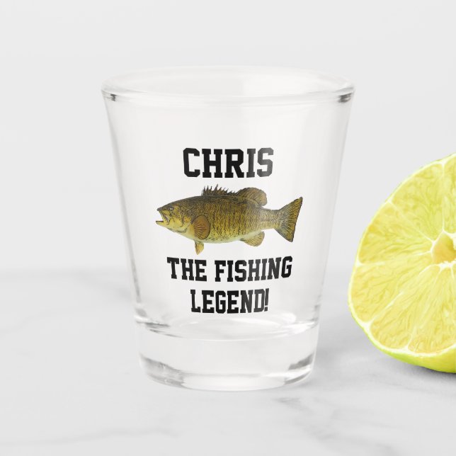 Smallmouth Bass Fishing Name Legend Shot Glass (Front)