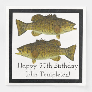 Smallmouth Bass Fishing Sports Birthday Napkins
