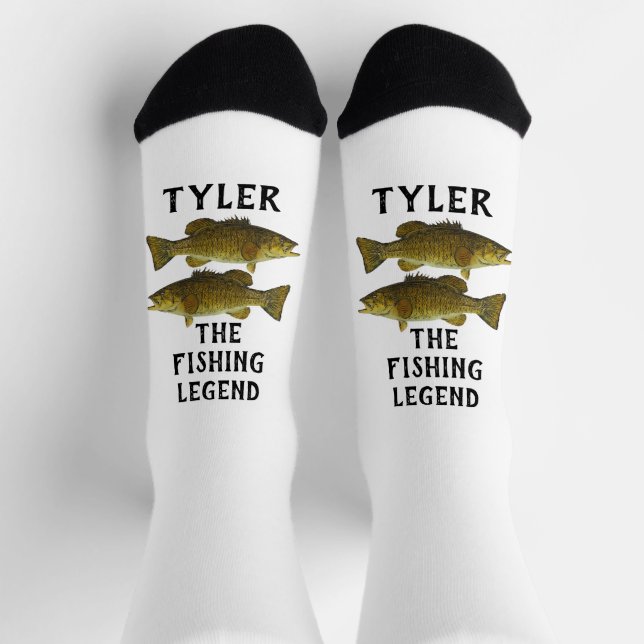 Smallmouth Bass Fishing The Legend Name Funny Sock (Top)