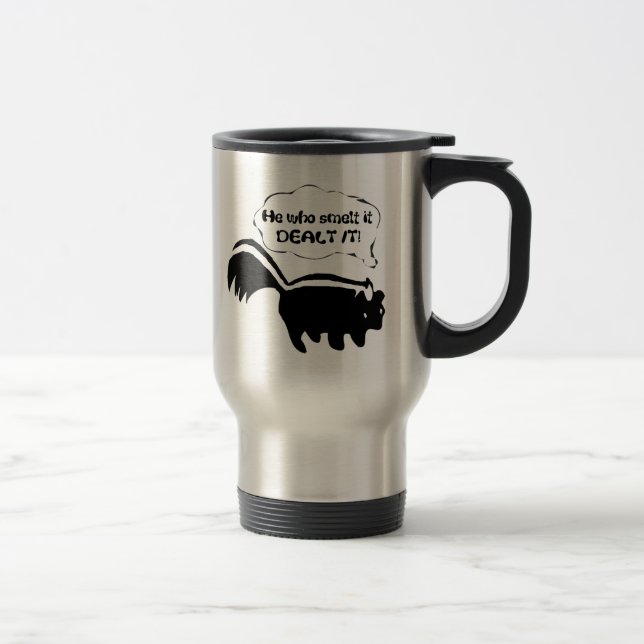 smart aleck skunk travel mug (Right)