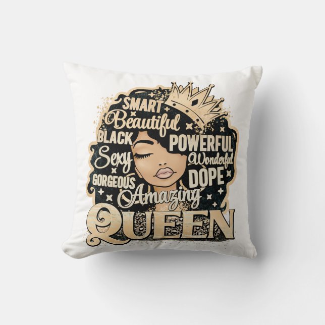 Smart Amazing Queen Black Melanin Woman Brown Skin Throw Pillow (Front)
