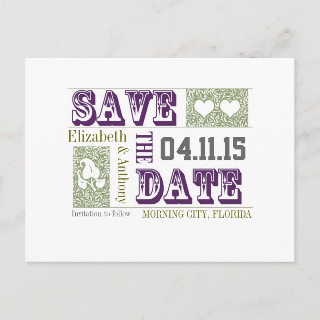 smart and chic save the date wedding postcards (Front)