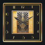 Smart Art Deco Square Wall Clock<br><div class="desc">I have created another smart looking art deco wall clock with a very art deco centre piece. This clock is sophisticated and smart and would look great on a wall in your home. This square wall clock measures 10 inches. A super clock for all art deco lovers.</div>