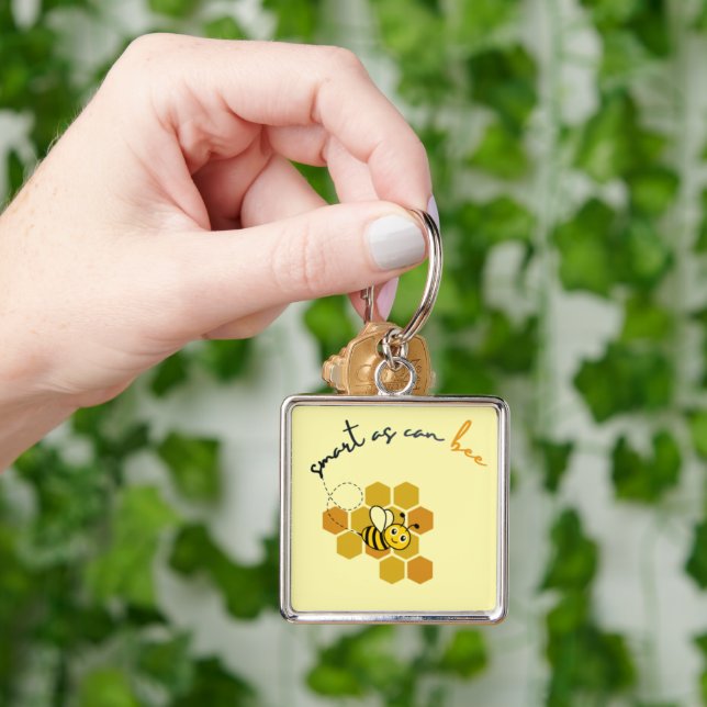 Smart As Can Bee Honeycomb Design  Keychain (Hand)