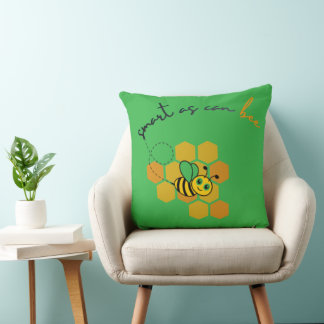 Smart As Can Bee Honeycomb Design Throw Pillow