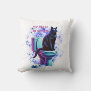 Smart Black Cat with Glasses – Funny Cartoon Throw Pillow