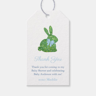 Smart Blue Green Topiary Bunny Baby Boy Shower Gift Tags