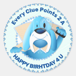 Smart Blue Hound Dog Cartoon Detective Party Classic Round Sticker