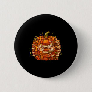 Smart Book Pumpkin Retro Fall Teacher Reading Hall 2 Inch Round Button