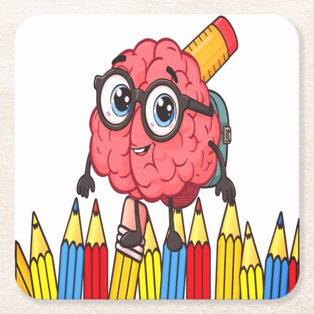 Smart Brain Coaster – Cute Back To School Drink  (Front)