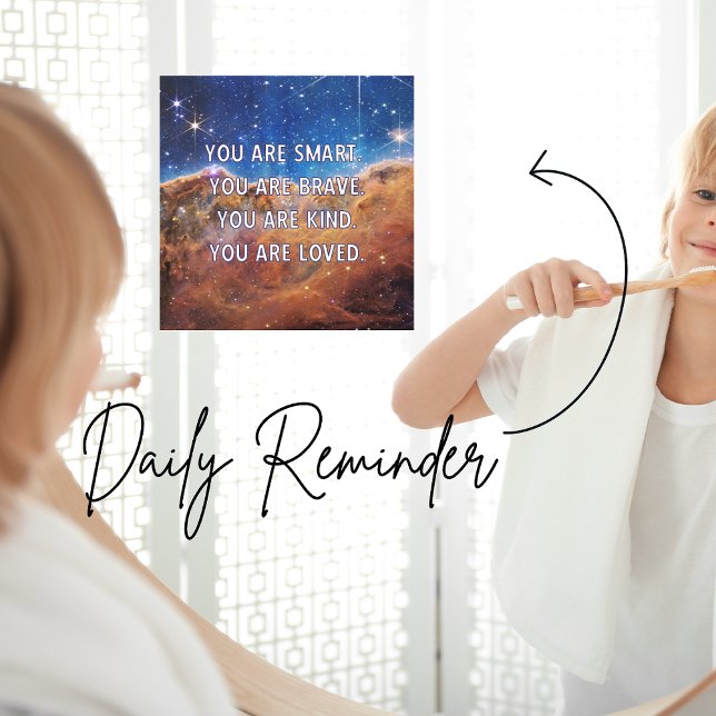 Smart Brave Kind Loved Window Cling (Positive Daily Affirmations for Kids: You are Smart. You are Brave. You are Kind. You are Loved.)