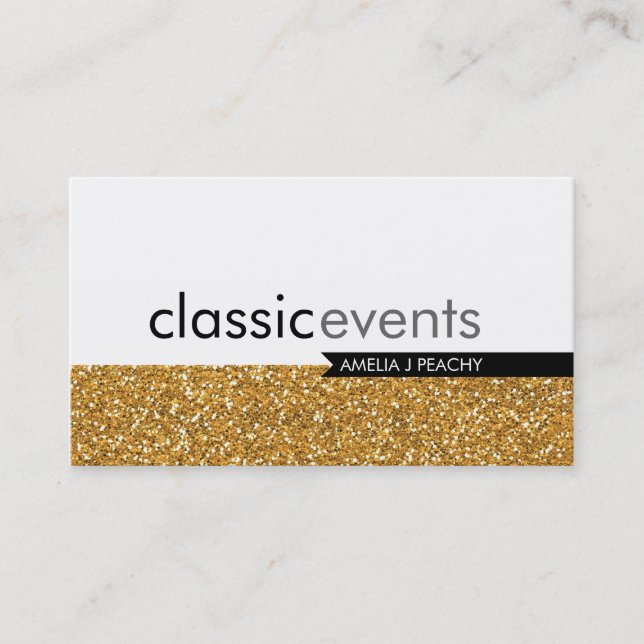 SMART BUSINESS CARD simple glittery effect gold (Front)