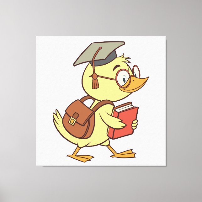 Smart Cartoon Duck Student Graduation Canvas Print (Front)