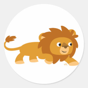 Smart Cartoon Lion round sticker