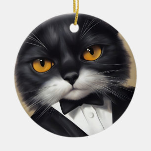 Smart Cat Ceramic Ornament